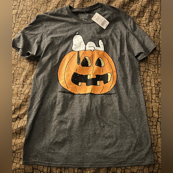 Peanuts Tops - Peanuts Gray T-Shirt with Snoopy and Pumpkin